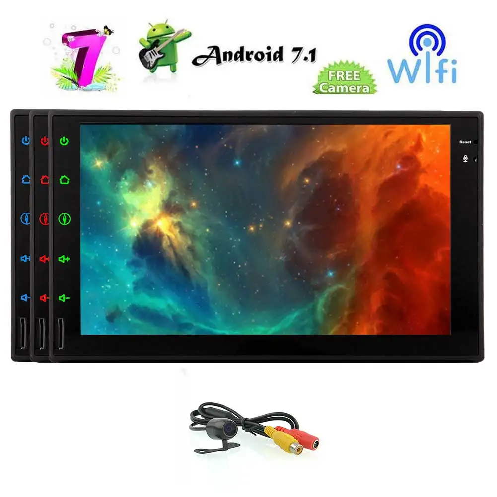 Cheap 2 din auto radio gps android 7.1 Auto Lettore MP5 GPS wifi OCTA core 2GB RAM 32GB ROM telecamera posteriore per visione notturna 1