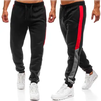 

men leisure side striped sweatpants new male jogger ankle tied pants elastic waist casual slacks trousers man drawstring pants