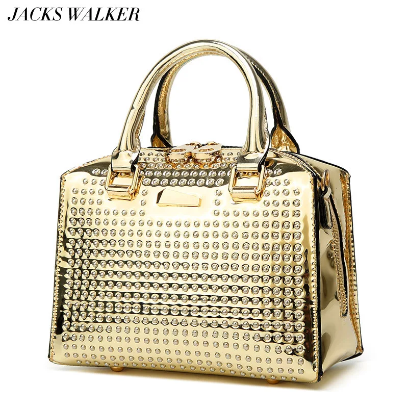 

New Fashion Women Handbags European Design Patent Leather Ladies Shoulder Bags Female Girl Brand Luxury Rivet Crossbody Bag