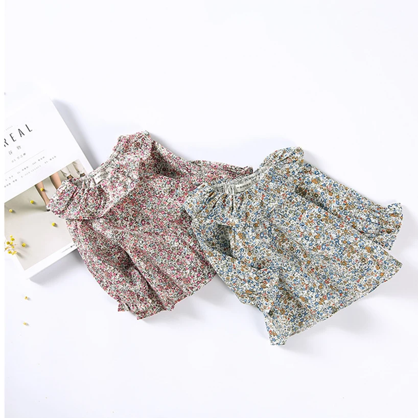 Baby Girl Clothes For Sweet Ruffles Lace Collar Shirt Cotton Floral Long Sleeve Princess Tops