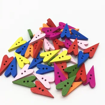 

500pcs 15x26mm Mixed Colors Wooden Sharpe Heart Shape Buttons 2-hole Sewing Crafts Baby Button For Cardmaking Scrapbooking