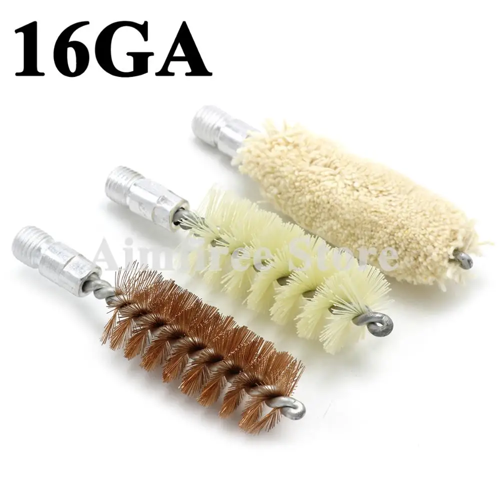 3Pcs/Lot 16GA Gauge Nylon Cotton Mop Phosphor Bronze Bore Brush Gun
