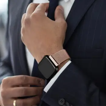 

For Fitit Versa Sport Watch Band Replacement Milanese Magnetic Clasp Stainless Steel Strap Straps Wristwatch Rose gold