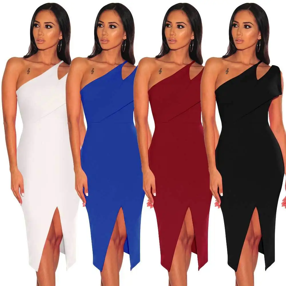 

2019 European And American Fashion Women Room Slit Sexy Dress Party Dress