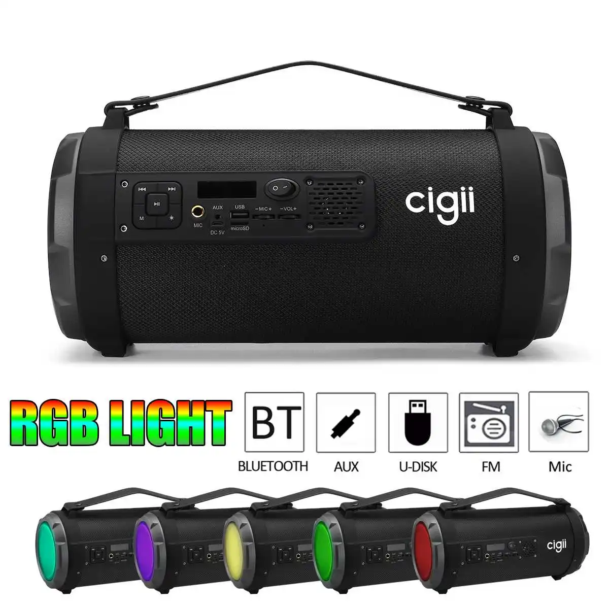 

LED Light Flashing Portable bluetooth Speaker Power Wireless Outdoor Speaker Camping Party Subwoofer Surround Music USB AUX TF