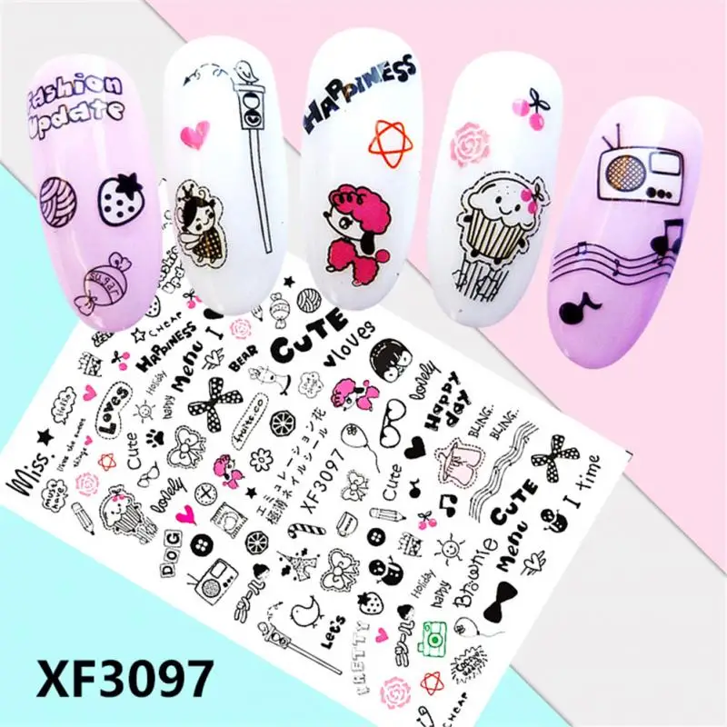

2 Types Cartoon Patterns Sliders for Nails Design Decoration for Charming Nail Art Decals Ultra Thin Adhesive Nail Art Stickers