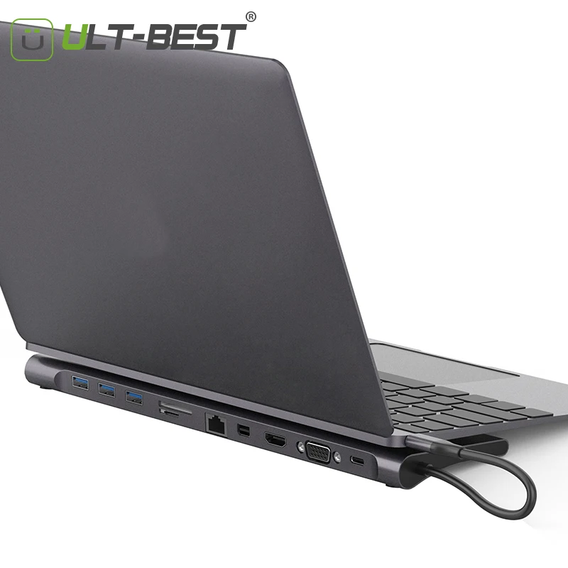 ULT Лучшие USB C концентратора Тип к HDMI VGA Mini DP RJ45 TF SD Multi Порты 3 0 USB3.0 сплиттер все в