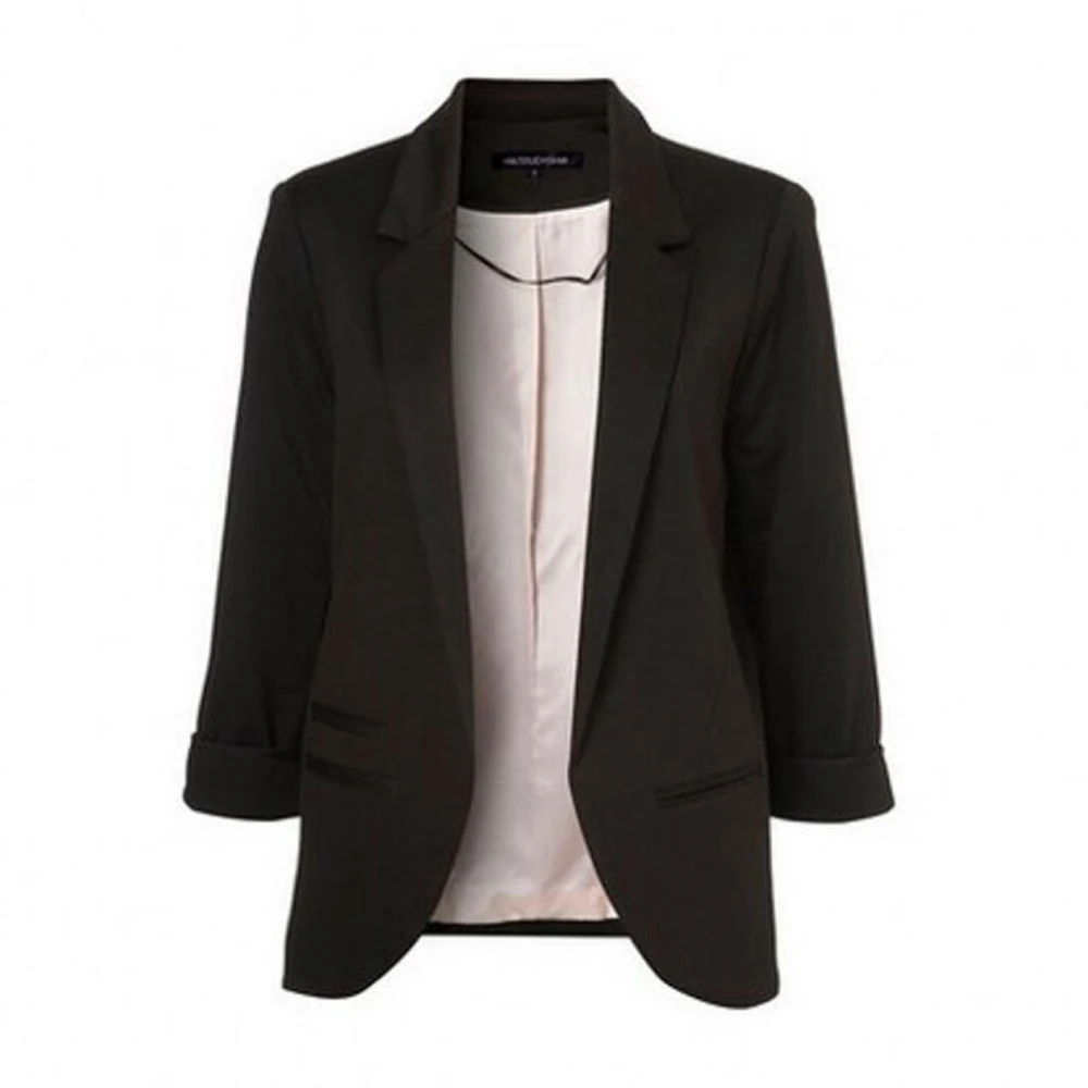2019 New Spring Autumn Womens Blazers Slim Fit Formal Jackets Work Open Front Notched Ladies Office Blazer Women Coat Feminina