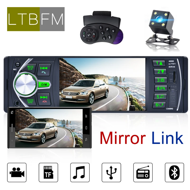 

LTBFM Radio 1 Din 4.1" Car Stereo Bluetooth Car Audio Player MP5 Multimedia Autoradio FM Video Auto Radio Steering Wheel Control