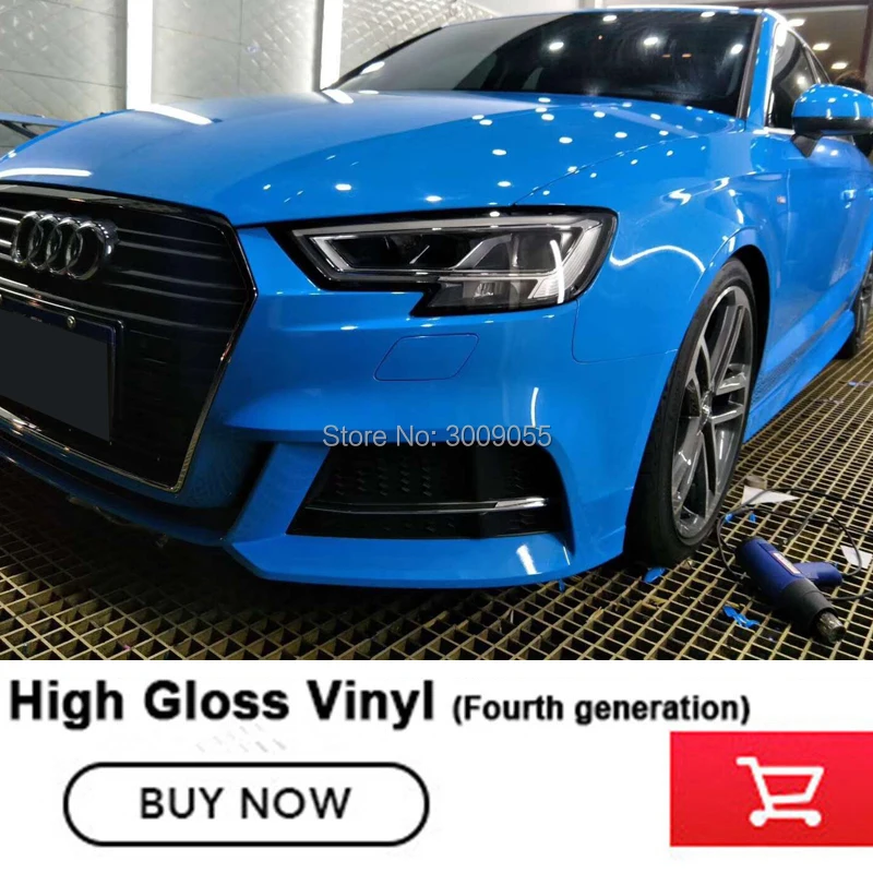 

crystal 2019 blue Glossy vinyl foil wrap film blue Sticker With Air Bubble Free Brightest surface Movable No after-sales worries