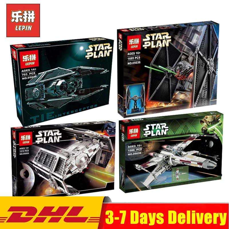 

Lepin 05036 TIE Fighter 05039 05044 TIE Interceptor 05055 Vader's TIE Advanced Blocks Toys Legoinglys 75095 10240 7181 10175