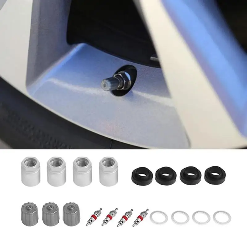 

4 Sets Car Tire Pressure Sensor TPMS Service Kit with Nut Valve Cap Gasket