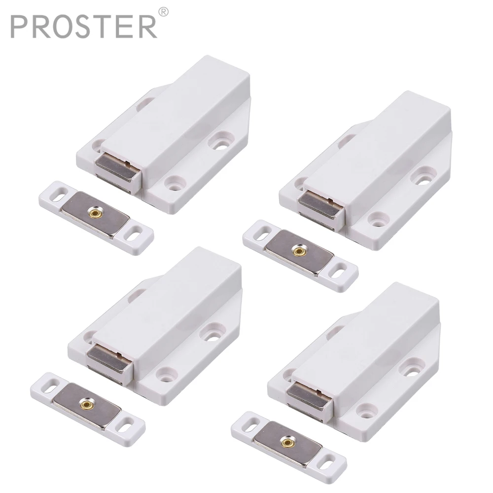 PROSTER 4 шт. Запорная планка для шкафа, держатель для ловли шариков, дверная защелка, скрытая дверная защелка, серебряный тон