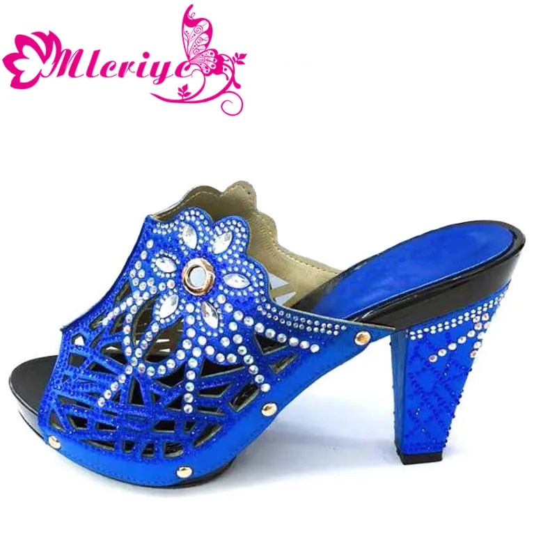

2019 Summer High Heeled Shoes for Women Lady Sandals with Heels Slip on Shoes for Women Nigerian Women Shoe Decorated