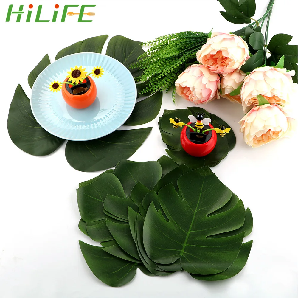 

HILIFE 10PCS Artificial Turtle Back Leaves Palm Fern Turtle Leaf Simulation Green Plant Leaf Wedding Decoration