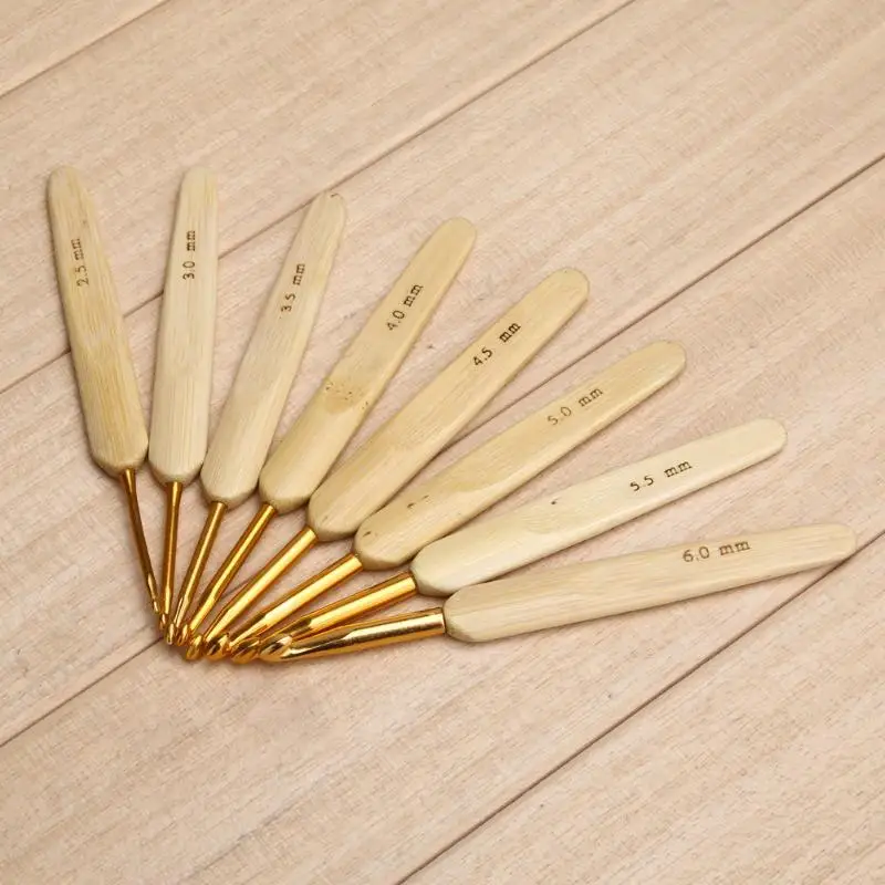 2,5 мм-6 мм бамбуковые крючки для вязания крючком, ультра гладкие спицы, Бамбуковая ручка, вязаный инструмент для вышивки, высокое качество