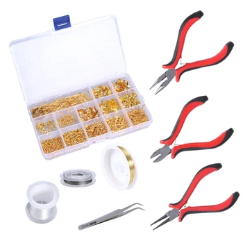 

DIY Handcraft Jewelry Bracelet Necklace Earrings Metal Accessories Tools Kit Gold