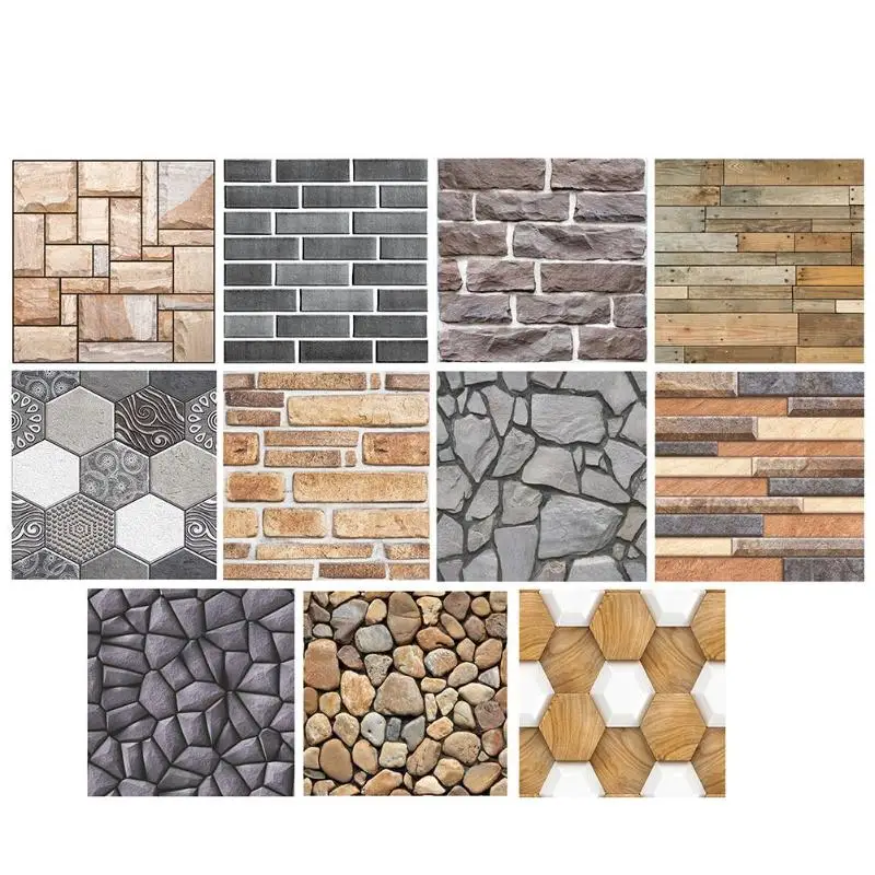 

3D Wallpaper Wall Stickers Geometry Brick Stone Waterproof Self-Adhesive Decal Home Bedroom Kitchen Creative Decor Environmental