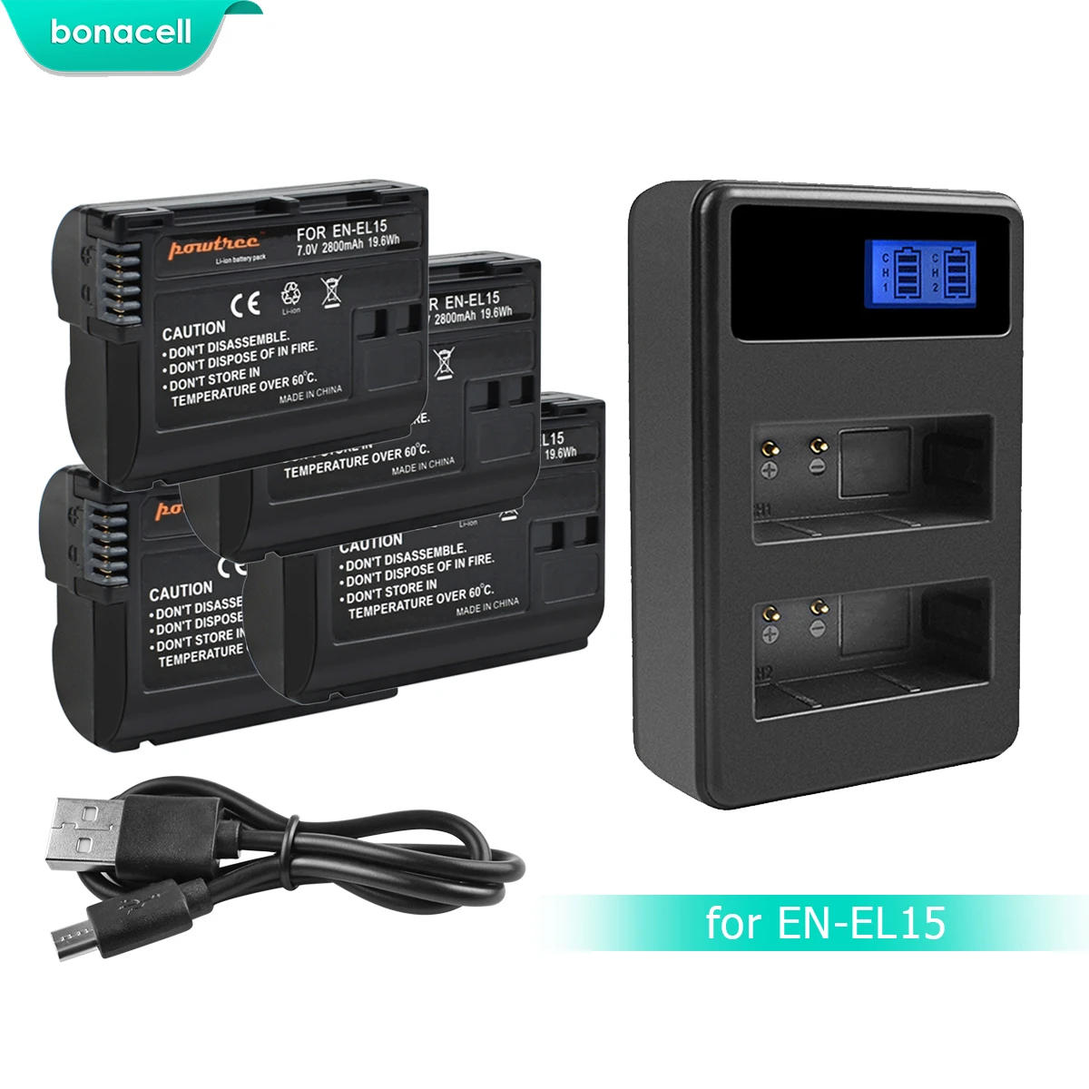 Bonacell 2800 mAh EN-EL15 ENEL15 EN EL15 Камера Батарея + LCD Dual charger для цифровых зеркальных фотокамер Nikon D600 D610 D800 D800E D810 D7000 D7100 L15