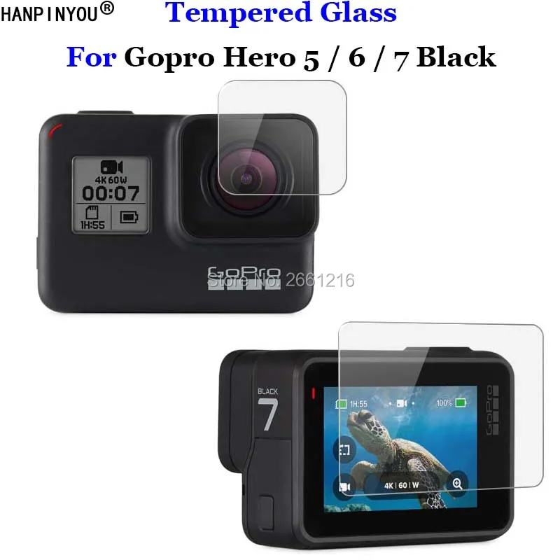 ل Gopro بطل 5/6/7 الأسود 9 H 2.5D كاميرا عدسة/LCD شاشة قسط المقسى واقٍ زجاجي فيلم
