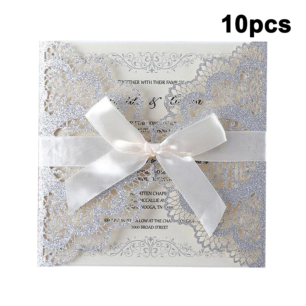  10pcs Laser Cut Lace Edge Invitations Cards Kits for Wedding Bridal Shower Birthday Anniversary Par - 33003279761