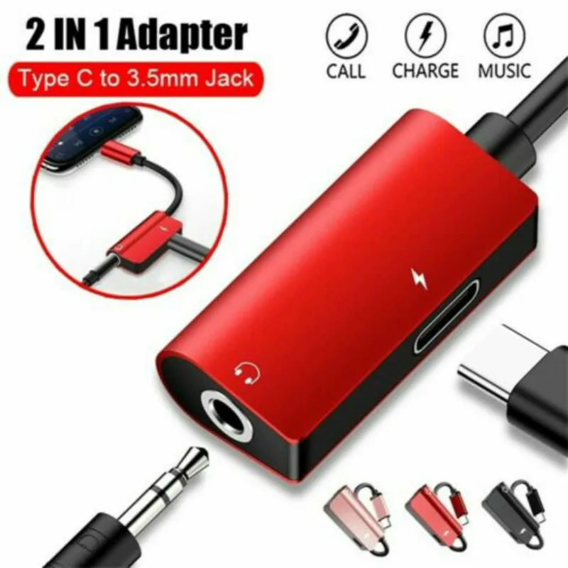 

Type C to 3.5 mm Charging Port 2 in1 AUX Audio Jack Cable Adapter for iPad