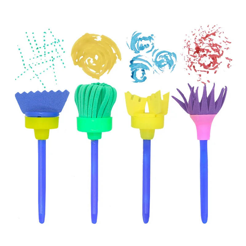 

4pcs Sponge painting Brushes Flower Stamp Sponge Brush For Kids Children Art Painting DIY Tools Set