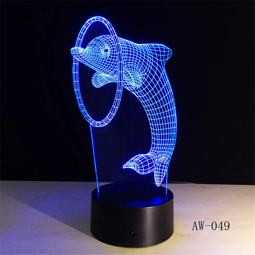 Kawaii Dolphin Play Ball 3D лампа с мультипликационным USB ночным освещением разноцветные