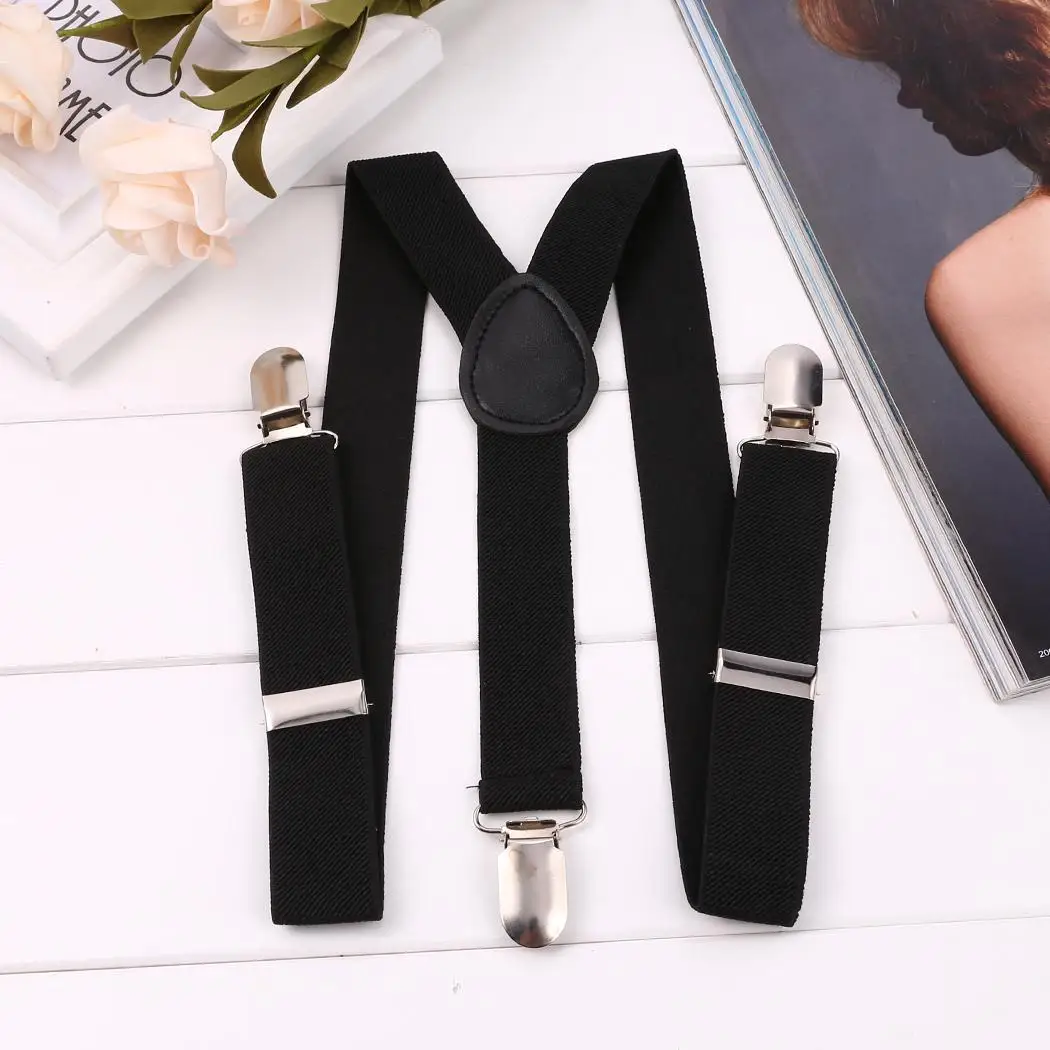 Unisex Children Fashion Y Shape Adjustable Elastic Braces 2.5cm/1inch Suspenders Black | Аксессуары для одежды