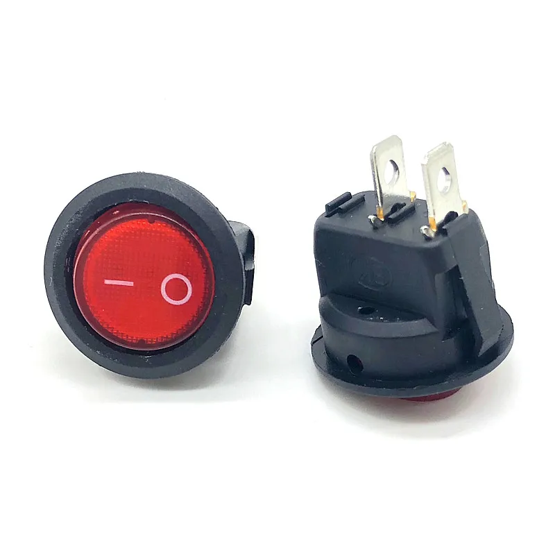 

10pcs/lot Red Button ON-OFF SPST KCD1-2 Round Rocker Switch 2PIN 6A/250V 10A/125V AC 20MM Hole