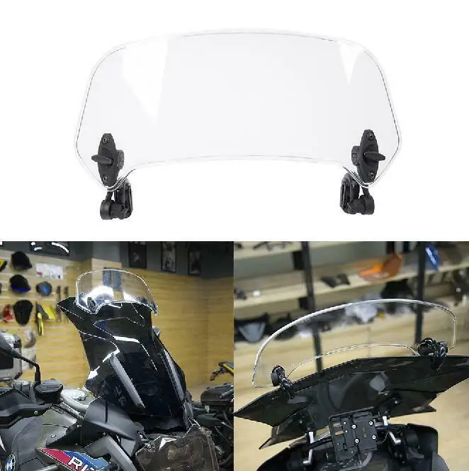 

Adjustable Clamp On Universal Raise Windshield Windscreen Extension Spoiler Wind Deflectors Clear