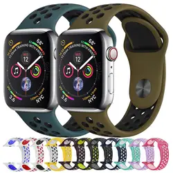 Силиконовый ремешок для Apple Watch 38 мм 42 мм 40 мм 44 мм Замена спортивный ремешок резиновый браслет для iwatch серии 4 3 2 1 Ремешки для наручных часов