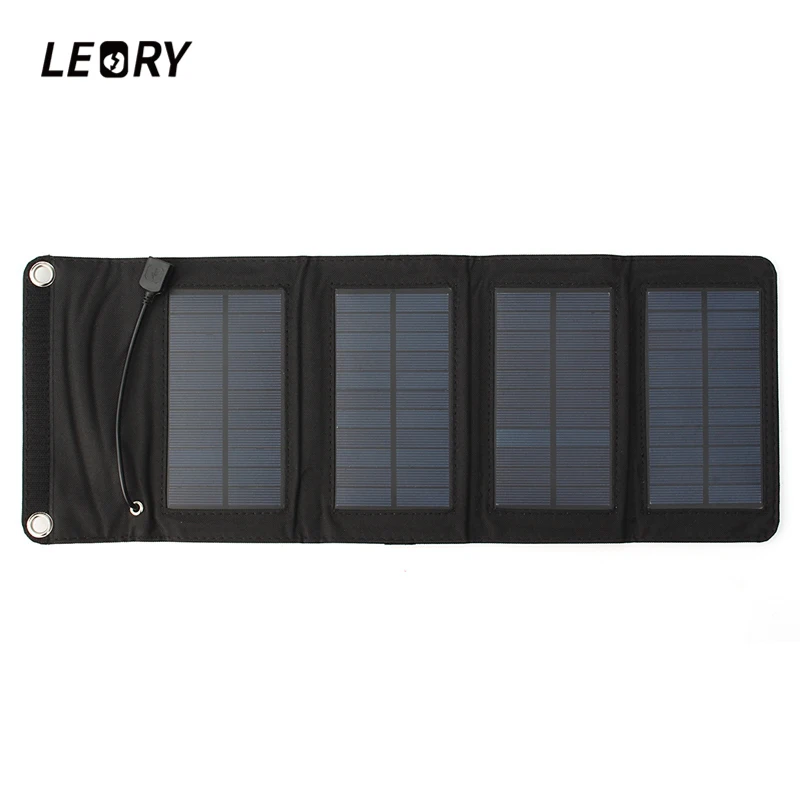 LEORY 7W USB Solar Power Bank Portable Solar Panels Battery Charger Camping Travel Folding For Phone