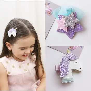 

US 1pc Baby Kid Girl Hair Pins Clip Jewelry Unicorn Cartoon Hair Accessories WR