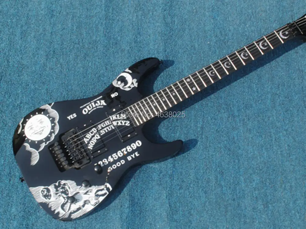 

Black color kirk hammett oujia Signature KH-2 Electric Guitar ,Solid Mahogany and Black hardware 6 strings Guitarra