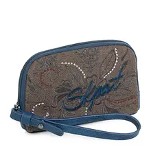 Skpat Collectables Hartford Женская сумочка ручной работы с ручкой из искусственной кожи и холста печать в цвете синий 95605