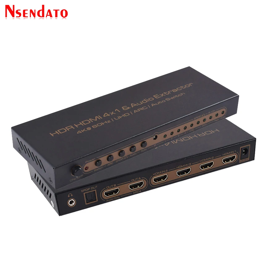  4K*2K HDR HDMI Matrix 4X1 4k HDMI Switch Splitter Audio Extractor For DTS Dolby ARC SPDIF 4 In 1 Ou