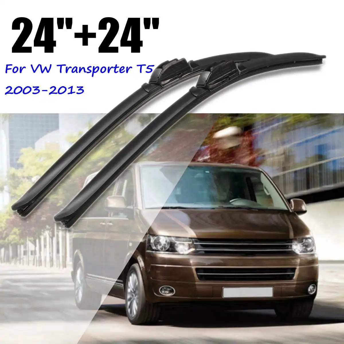 Пара спереди стеклоочистителей 24 ''для VW Transporter T5 2003 2004 2005 2006 2007 2008 2009 2010 2012 2013 4028224280004