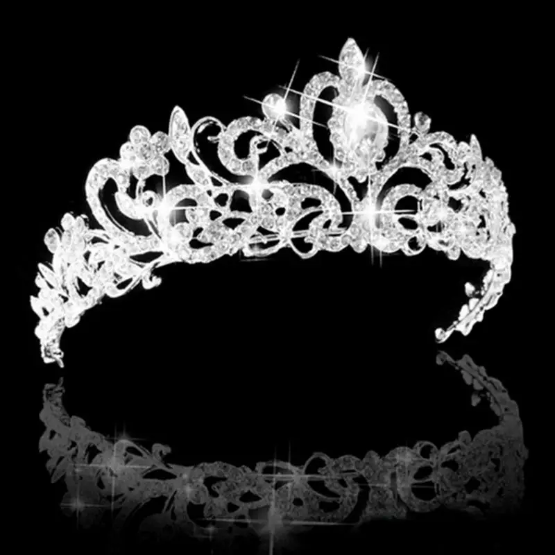 

Wedding Bridal Princess Austrian Crystal Prom Hair Tiara Crown Veil Headband