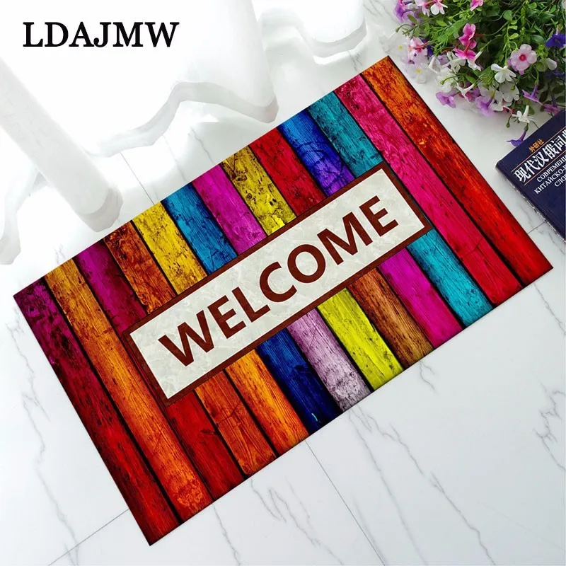 

LDAJMW Hot Sale Rainbow Welcome Pad Living Room Bedroom Decorating Carpet Bedroom Mat Mat Rectangular Anti-slip Mat