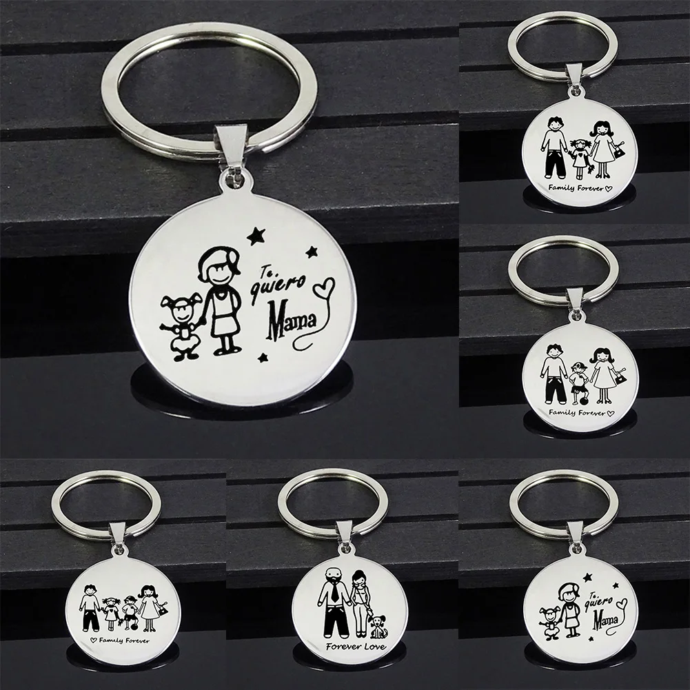 

Family Mom Dad Daughter Son Pet Keychain Mother's day Gift Stainless Steel Key Ring Mother Father Kids Key Chain