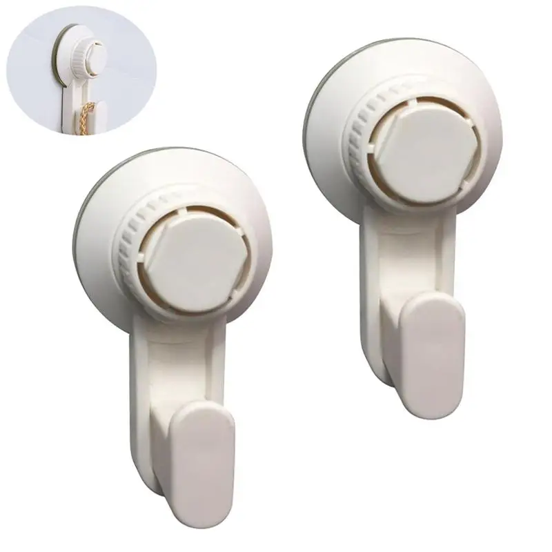 

2PCS Suction Cup Hooks Seamless Strong Locking Removable Vacuum Sucker Hooks Suction Hangers for Bathroom Kitchen Washroom