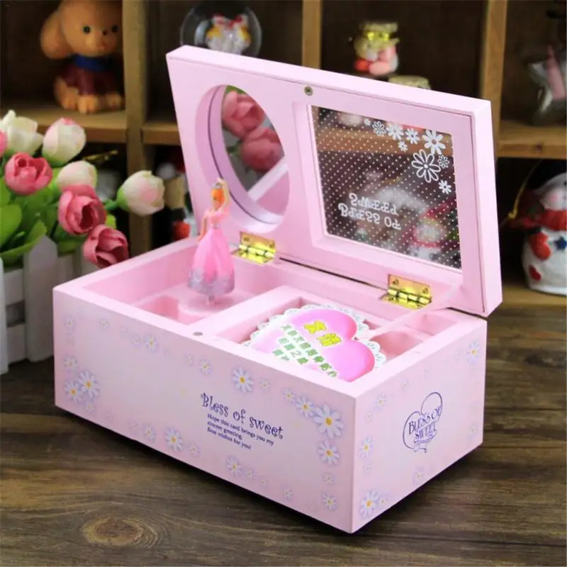 

Creative Music Jewelry Box Rectangular Rotating Girl Transparent Cover Music Box Holiday Gift Music Box Jewelry Box 2109 New