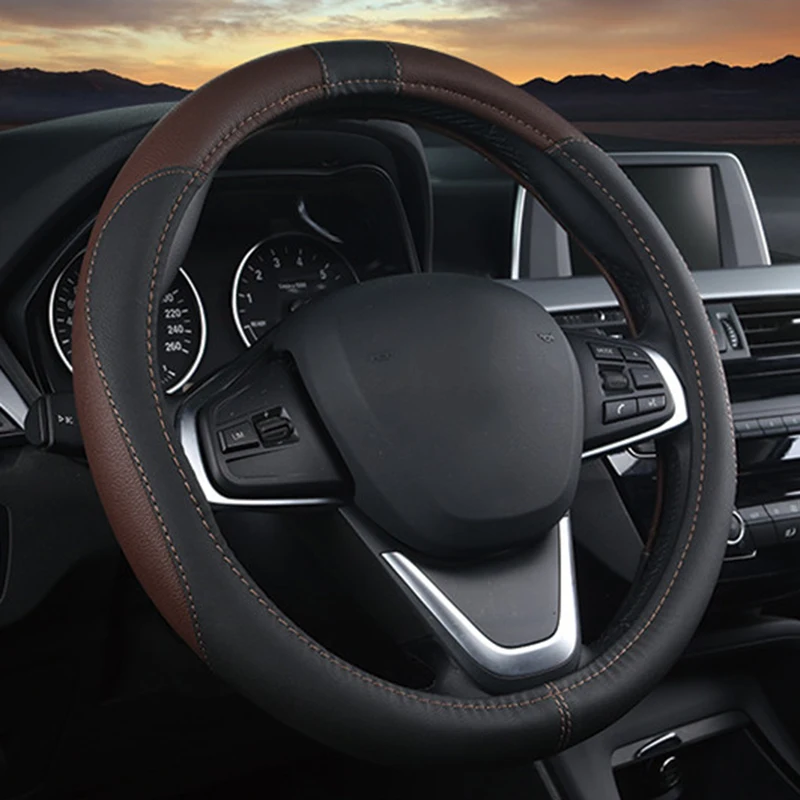 

Universal Sport Leather Car Auto Steering Wheel Cover 38cm Skidproof Cover 15