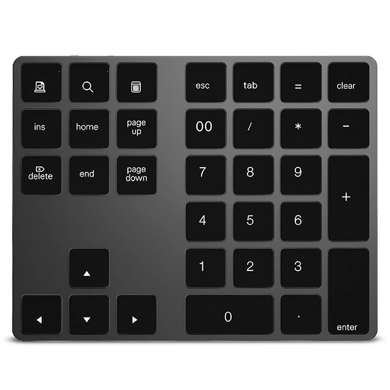 

Aluminum Alloy 34 Keys Bluetooth Wireless Numeric Keypad,Digital Keyboard For Windows,Ios,Mac Os,Android Tablet Laptop Pc