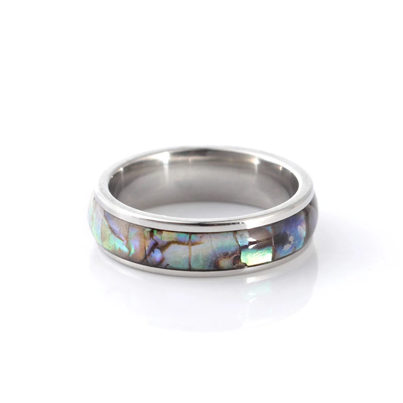 Ювелирные изделия для мужчин и женщин из нержавеющей стали Abalone Shell Ring Band