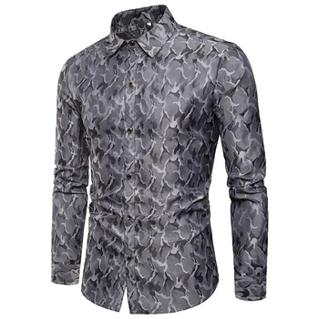 

Hot Sale Shirt Men 2019 New Slim Fit Long Sleeve Camisa Masculina Chemise Homme Social Men Club Prom Shirt