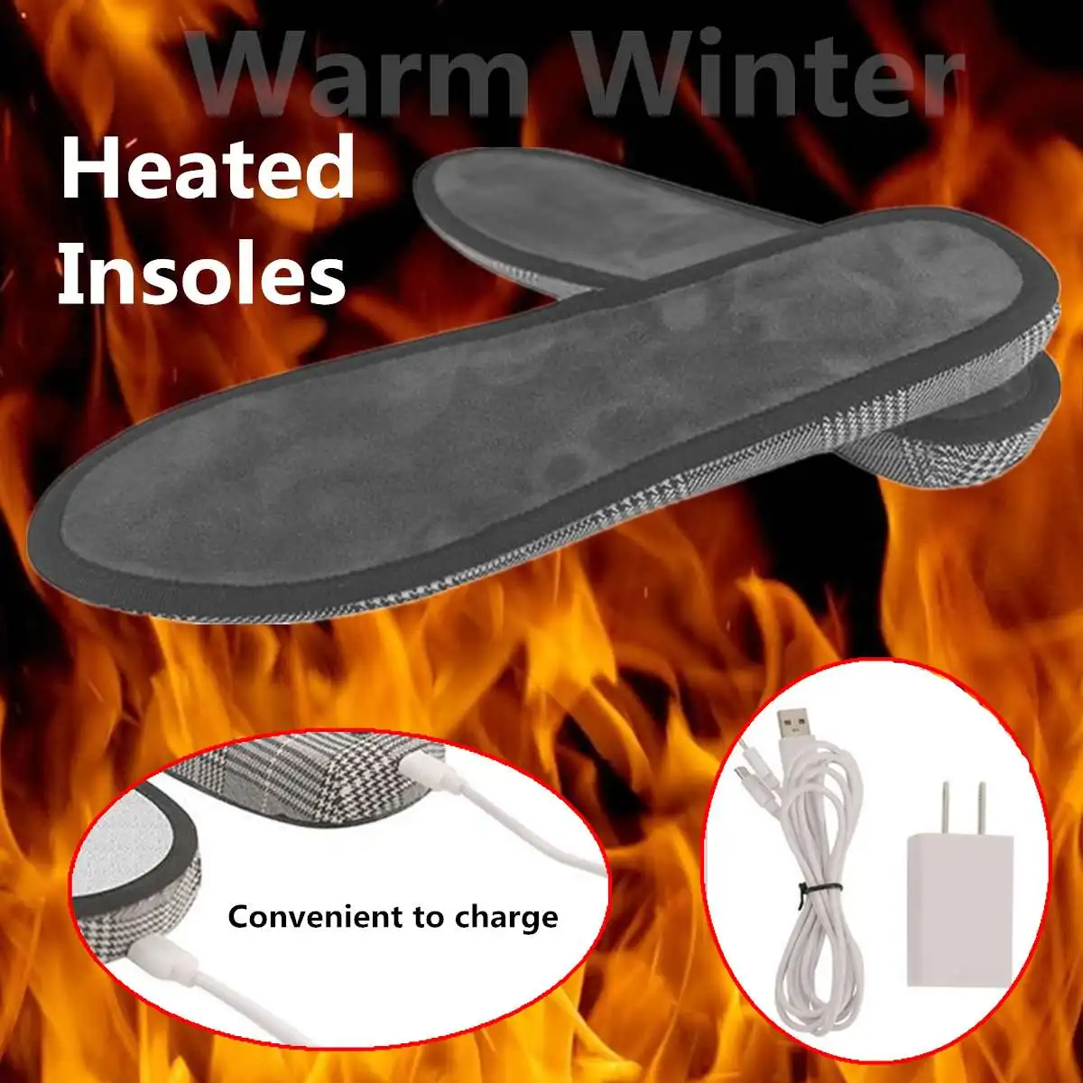 

Electric Heating Insoles With Wireless winter USB Battery Powered for men and women Cotton Cloth Heated Insoles Size 35-45