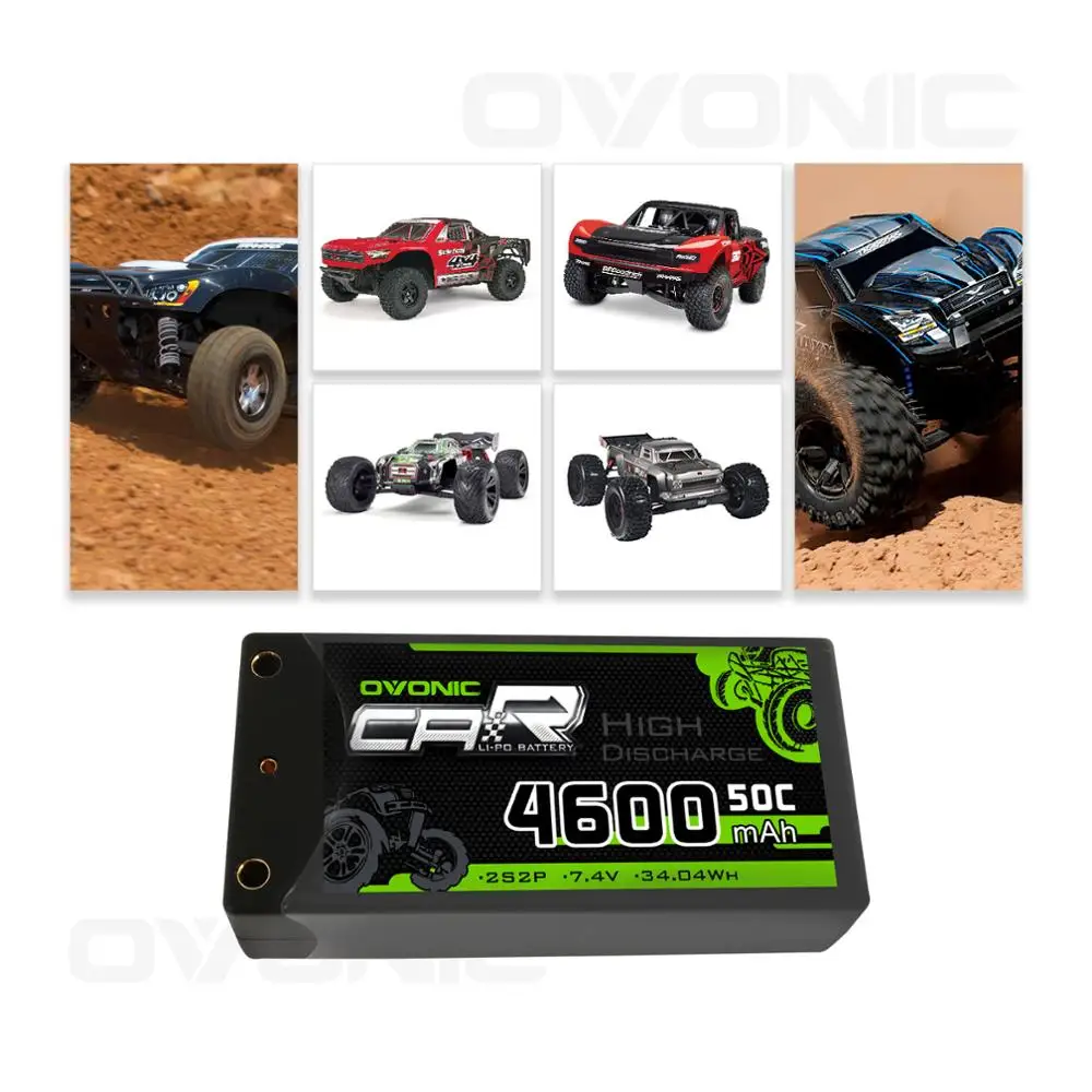 Ceny Ovonic 2S Shorty Lipo 7.4V 50C 2300mAh twarda bateria Lipo z 4mm Bullet Deans Ultra złącze wtykowe do RC 1 10 skala Vehicl