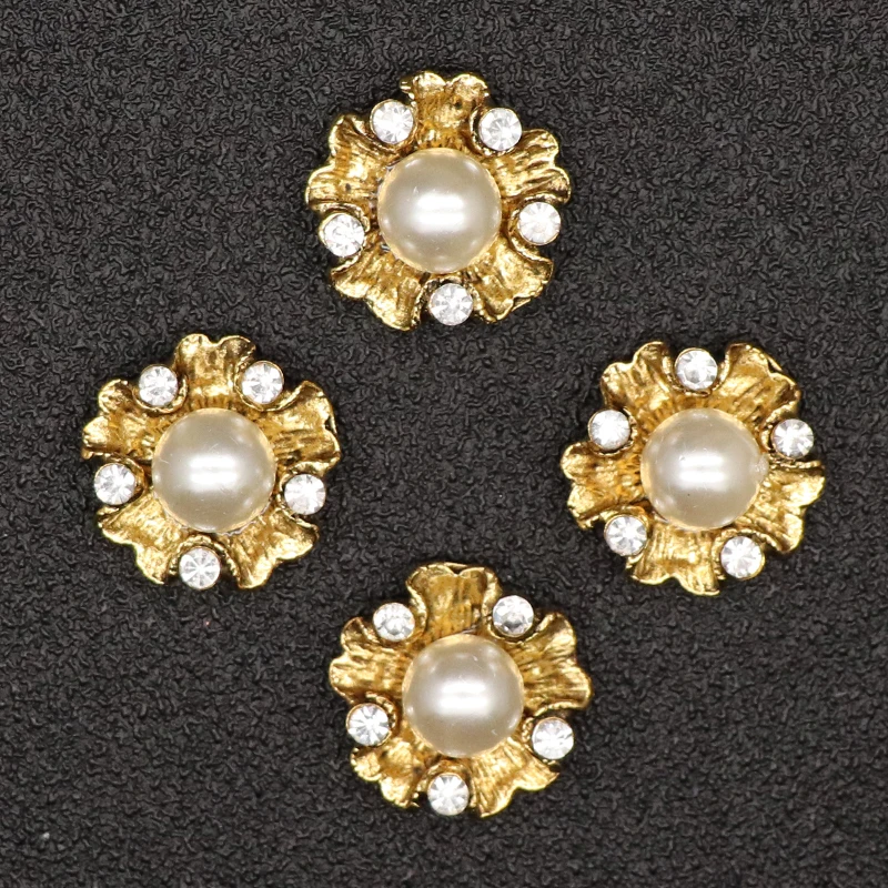 

10Pcs Metal Buttons Luxury Buttons For Handbag Eyelet Faux Pearl Buttons For Baby Hair Accessories Buttons For Needlework DIY